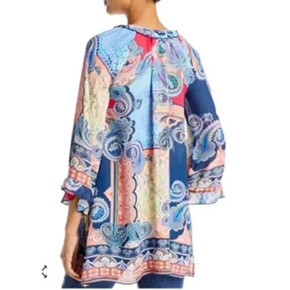 Johnny Was Jade Boho Oversized Daria Multicolored Mixed Print Blouse Size XS - Picture 3 of 11